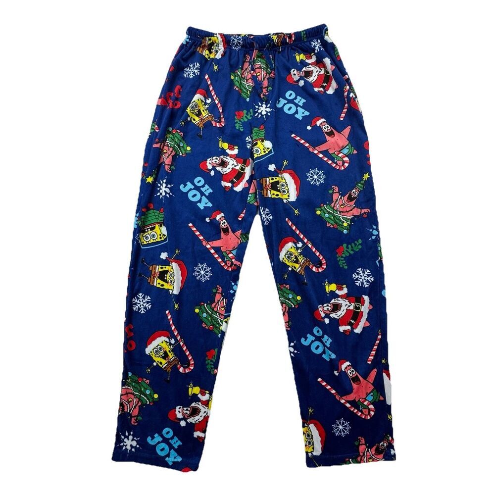 SpongeBob SquarePants Christmas Pajama Pants Men’s XL Blue Holiday Lounge Pants